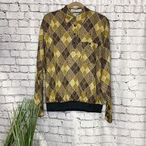 Vintage Irvine Park Men's Retro‎ Geometric Button Shirt Long Sleeve Size Medium